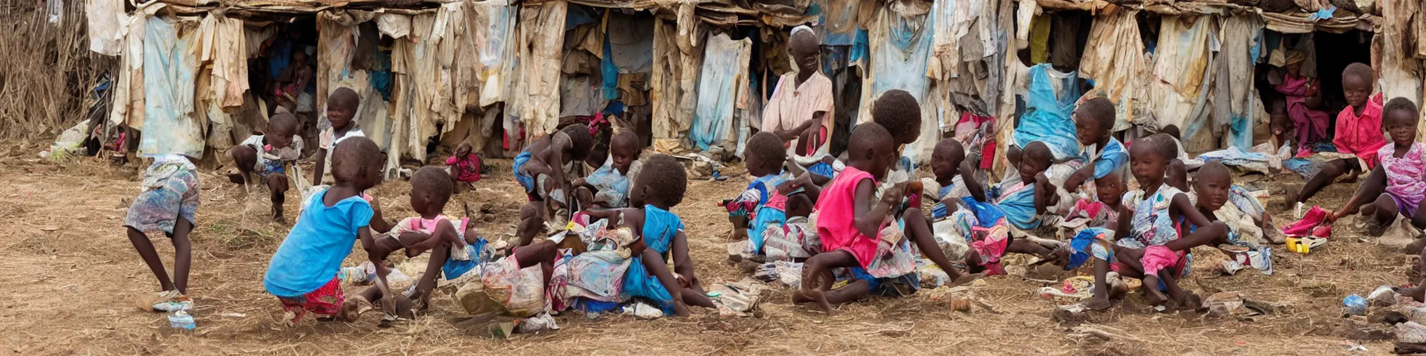 Image similar to african children playing in the shanty town while old grandparents watch from the veranda