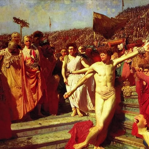 Image similar to the triumph of augustus, by ilya repin, oil on canvas, 1 8 8 3