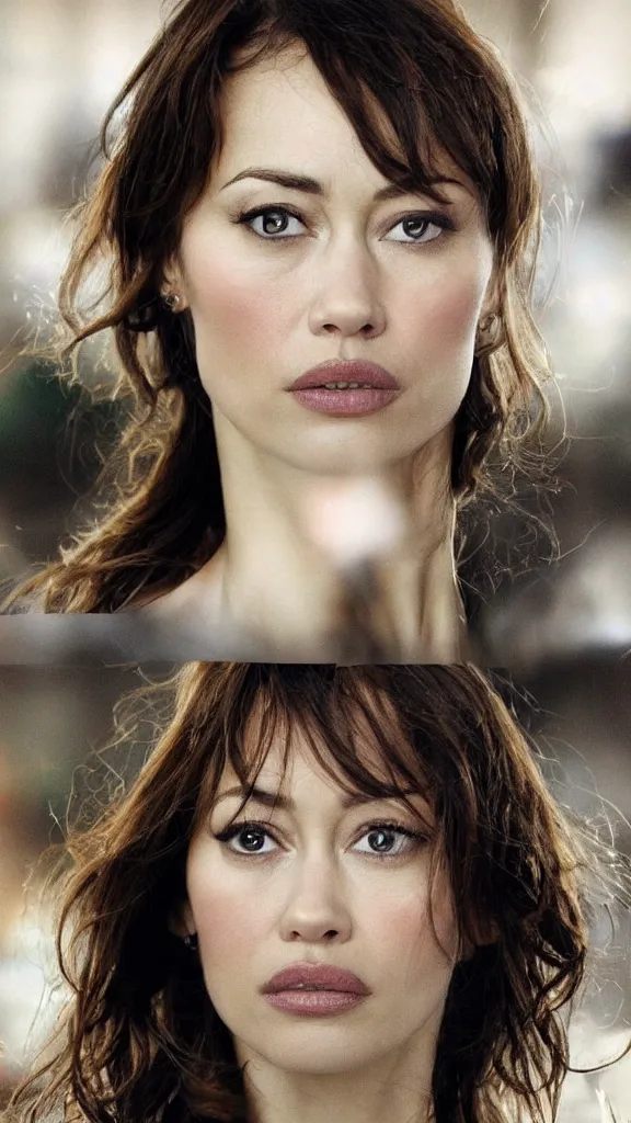 Image similar to photocollage rancid detailed portrait of olga kurylenko