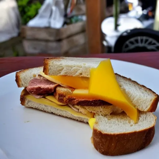 Image similar to sandwich with foie gras and honey and mango, amateur photo