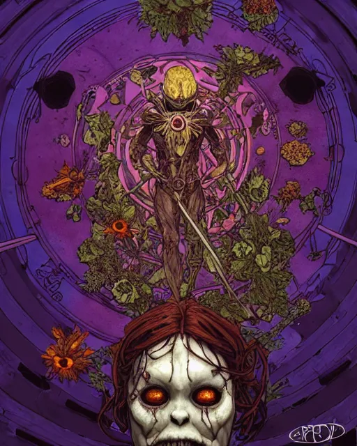 Prompt: the platonic ideal of flowers, rotting, insects and praying of cletus kasady carnage thanos davinci nazgul wild hunt chtulu mandala ponyo heavy rain bioshock, d & d, fantasy, ego death, decay, dmt, psilocybin, concept art by randy vargas and greg rutkowski and ruan jia and alphonse mucha