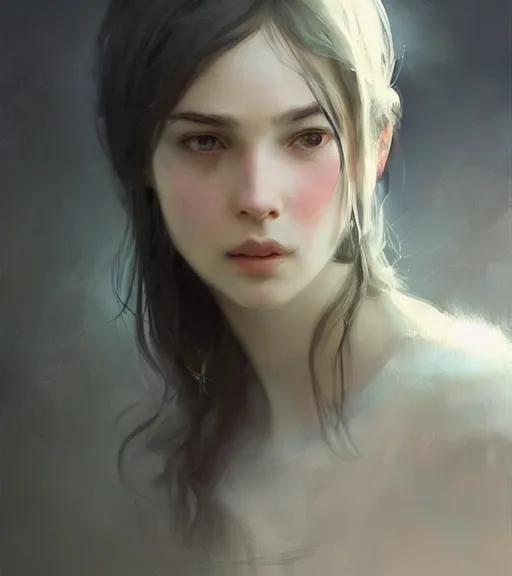 Image similar to natali portman, portrait, illustration, rim light, top light, perfectly shaded, spring time, slight overcast lighting, soft painting, art by krenz cushart and wenjun lin