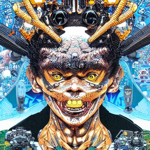 Prompt: portrait of crazy lego character, symmetrical, by yoichi hatakenaka, masamune shirow, josan gonzales and dan mumford, ayami kojima, takato yamamoto, barclay shaw, karol bak, yukito kishiro