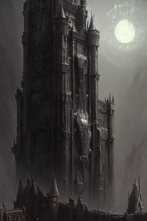 Image similar to vampire castle by greg rutkowski, giger, maxim verehin