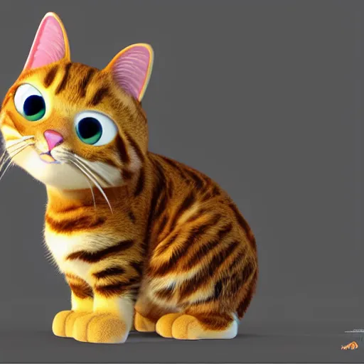 Image similar to pixar movie, tabby cat, 3 d, pixar _ tabby _ cat