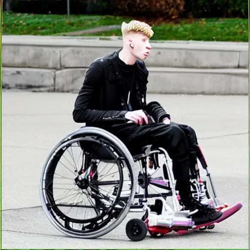 Image similar to machine gun kelly in a wheelchair