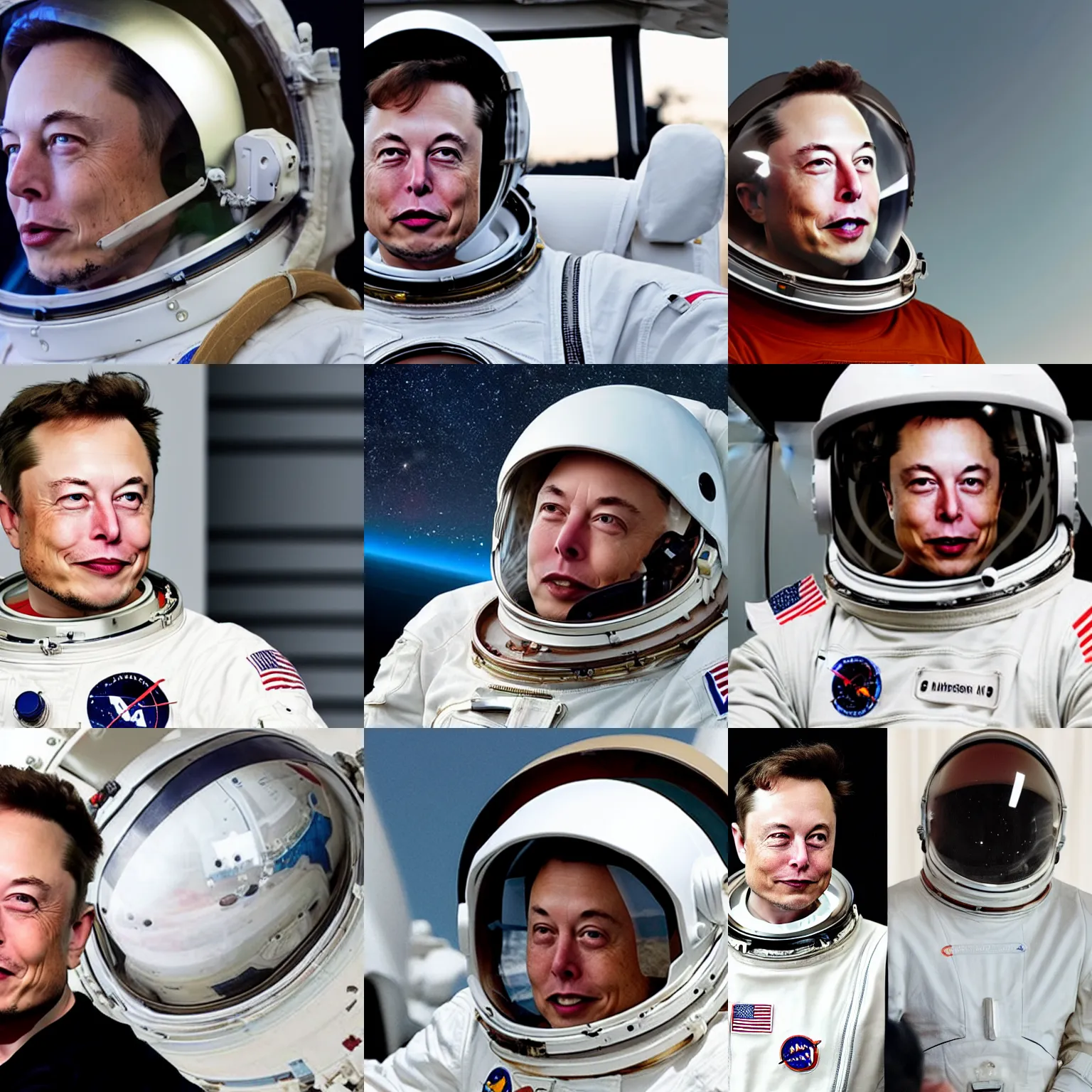 Prompt: elon musk in an astronaut helmet