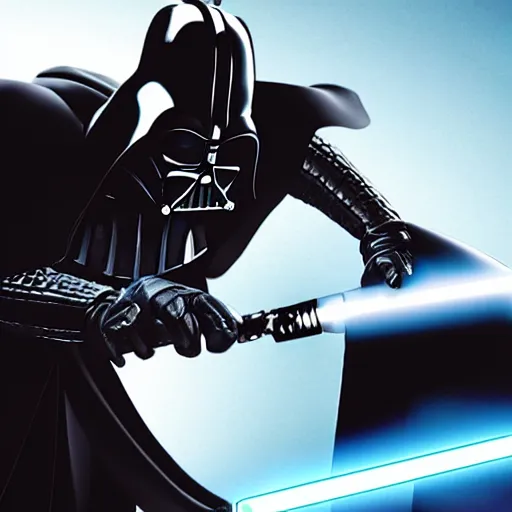 Image similar to darth vader as a heartless from kingdom hearts 1, battling with a keyblade against donald