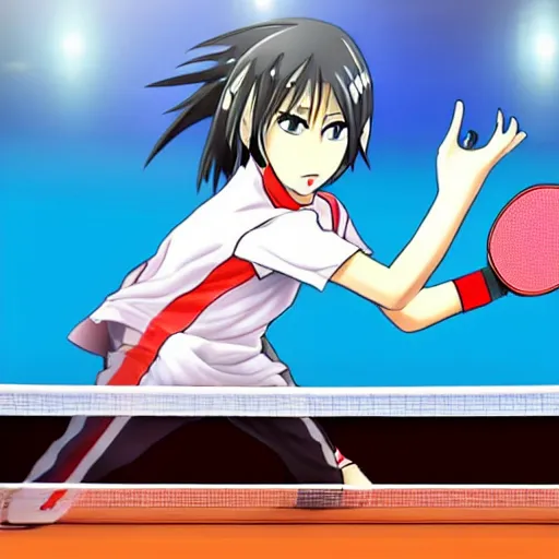 table tennis match, epic, anime style, Stable Diffusion