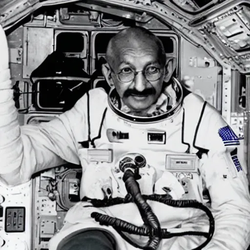 Image similar to mohandas gandhi inside the international space station