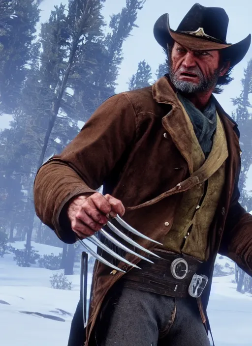 Image similar to film still of wolverine in red dead redemption 2 ( 2 0 1 8 video game )