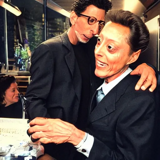 Image similar to jeff goldblum having a special moment with christopher walken