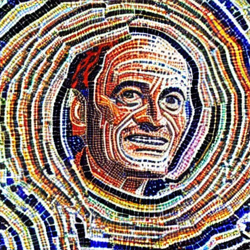 Prompt: beautiful detailed colorful'richard feynman'in zeugma mosaic, many small stones, extreme detail
