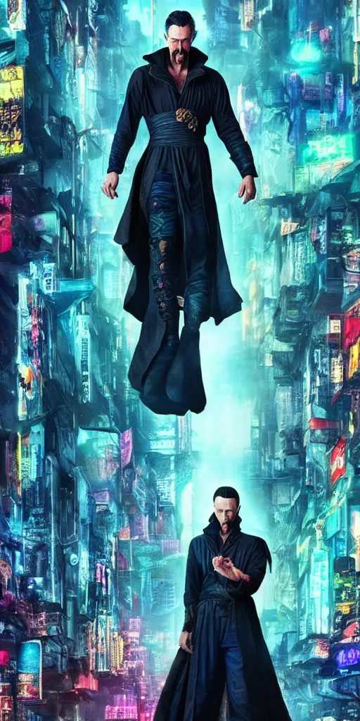 Image similar to cyberpunk, dr strange, photograph, cinematic,