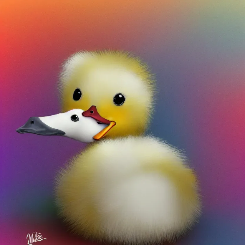 Image similar to Mr fluffffffffffffff, it's a fluffy duckling super cute and adorable, anime art with gradient shading, 4k