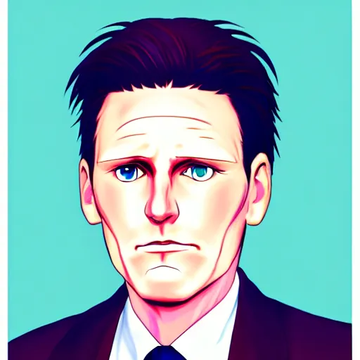 Prompt: anime cartoon, keir starmer, portrait