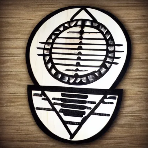 Prompt: mbira wooden logo black and white