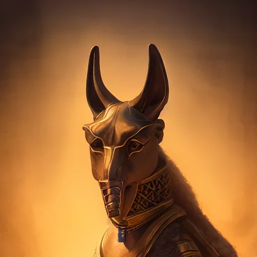 Prompt: majestic gracious regal female anubis warrior portrait, ancient egypt, atmospheric lighting, painted, menacing, intricate, volumetric lighting, beautiful, rich deep colours masterpiece, golden hour, sharp focus, ultra detailed, by leesha hannigan, ross tran, thierry doizon, kai carpenter, ignacio fernandez rios