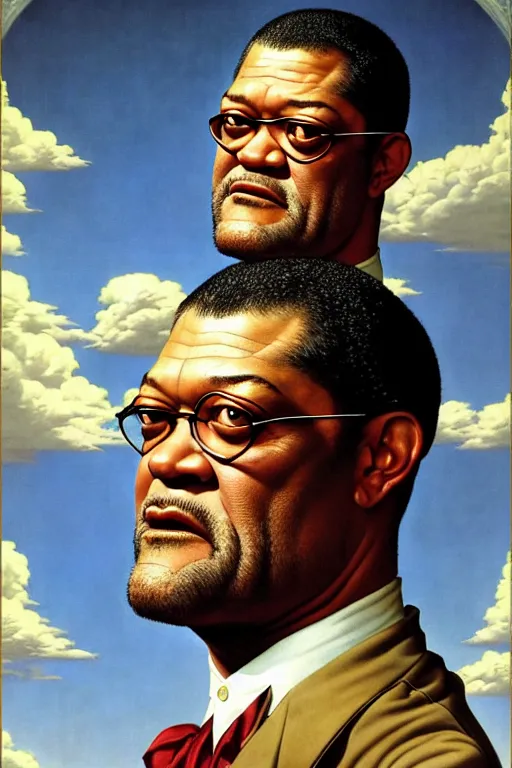 Prompt: laurence fishburne by gil elvgren and norman rockwell and rob gonsalves and hajime sorayama, hyperrealistic, high detail, ultra detailed, highly detailed face, ruffled fabric