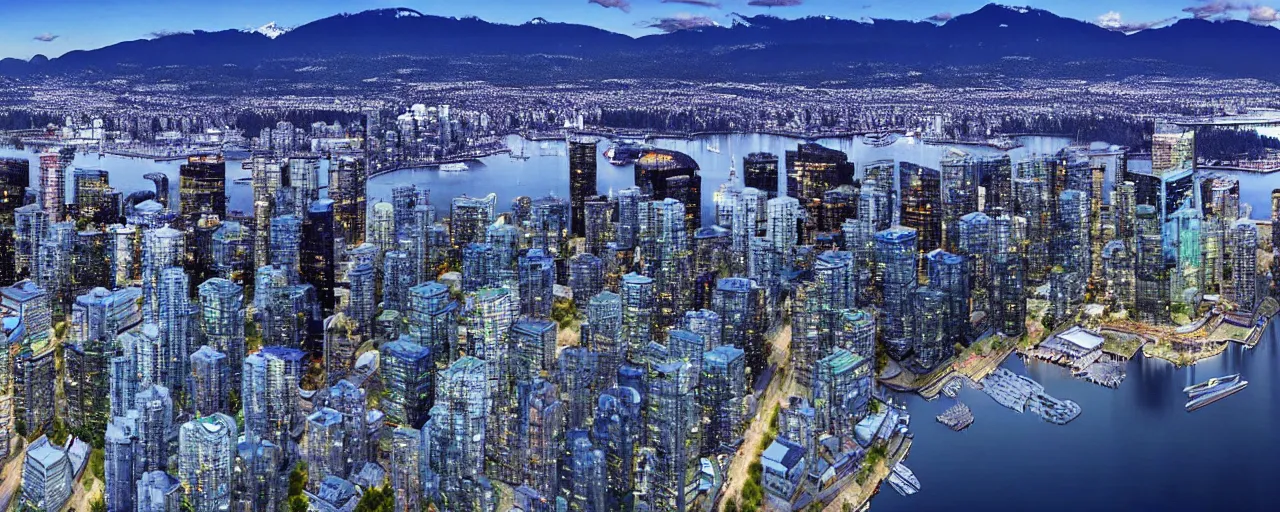 Image similar to vancouver as sim city, tilt shift, volumetric lighting, computer graphics, extremely detailed