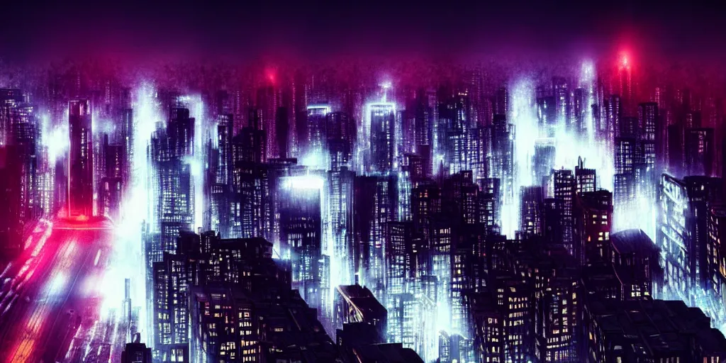 Prompt: giant illuminated billboards, megacity streets seen from above, neon signs, eerie fog, blade runner, ex machina
