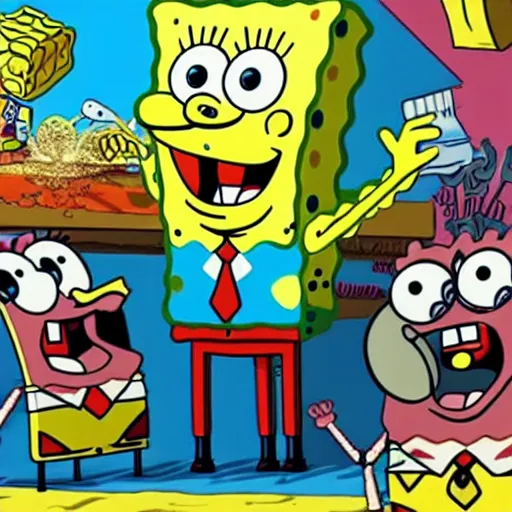 Image similar to spongebob becoming president of the united states, hyper realistic, insane detail, 8 k