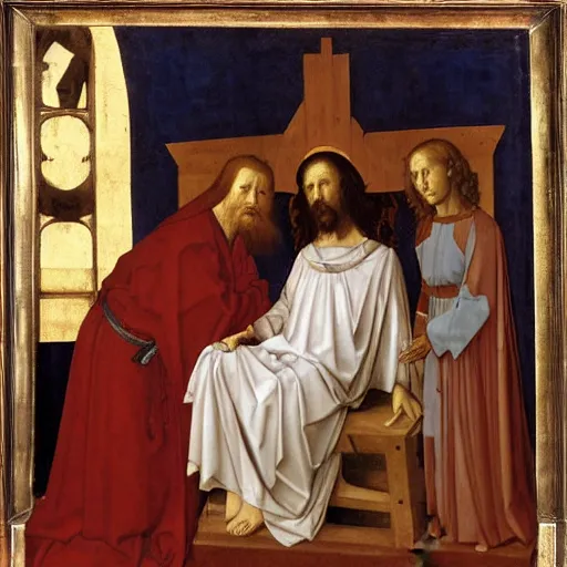 Prompt: portrait of joseph, in deposition of christ by van der weyden, high quality, realism