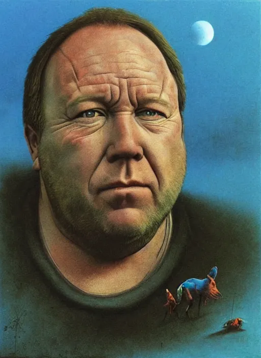 Image similar to alex jones by zdzislaw beksinski and lisa frank