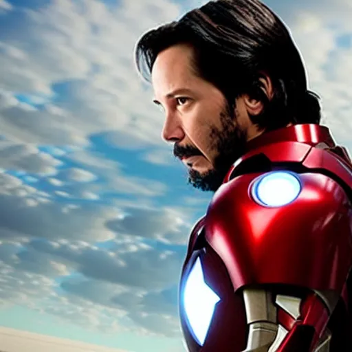 Image similar to keanu reeves as iron man