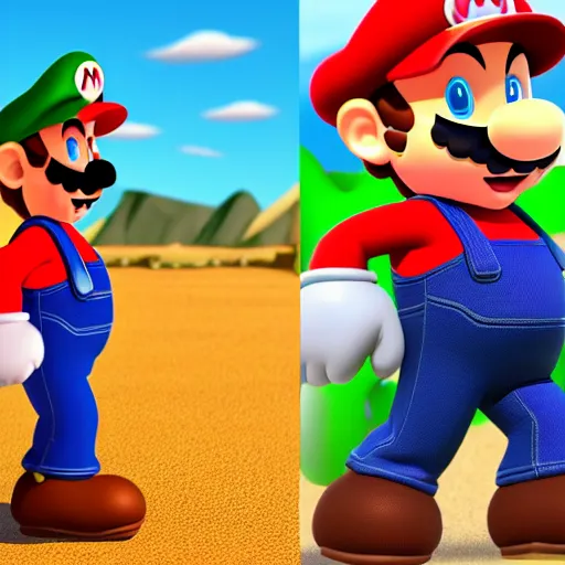 Image similar to mario from the mario bros series as the man with no name from the good the bad and the ugly ( still shot, cinematic still frame, studio lighting, high detailed, photo realistic, uhd, 8 k, good quality )