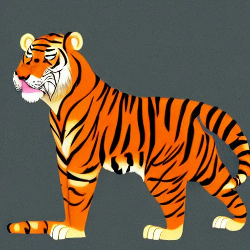 Image similar to Anthropomorphic Tiger, furry art