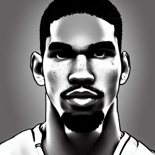 Image similar to Portrait of Boston Celtics Jayson Tatum, Jayson Tatum as Che Guevara, Jayson Tatum as Guerilla Heroica, Black and White, photograph by Alberto Korda, inspiring, dignifying, digital art, trending on artstation, octane render