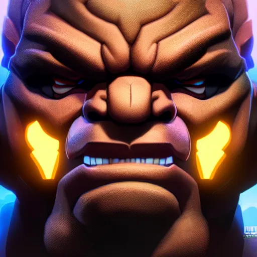 Image similar to a closeup portrait of doomfist from overwatch, art by lois van baarle and loish and ross tran and rossdraws and sam yang and samdoesarts and artgerm and saruei and disney, digital art, highly detailed, intricate, sharp focus, trending on artstation hq, deviantart, unreal engine 5, 4 k uhd image