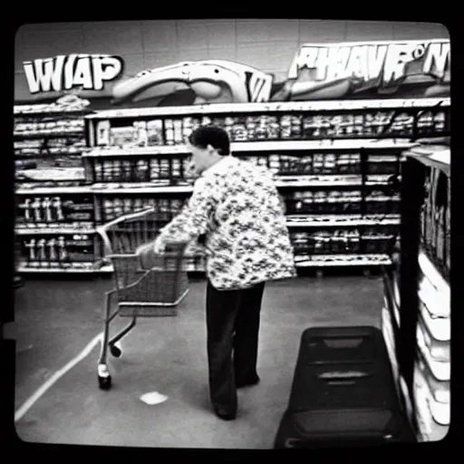 Image similar to “ security camera footage of peewee herman shoplifting from walmart ”