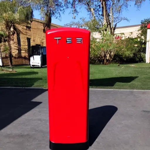 Prompt: a lifesize red tesla 3 made of lizards