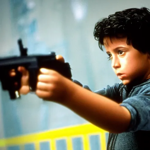 Image similar to silvester stallone in kindergartden cop, 4 k hd film still