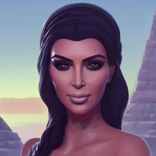 Image similar to portrait of kim kardashian as isis, the egyptian goddess, mattepainting concept blizzard pixar maya engine on stylized background splash comics global illumination lighting artstation lois van baarle, ilya kuvshinov, rossdraws