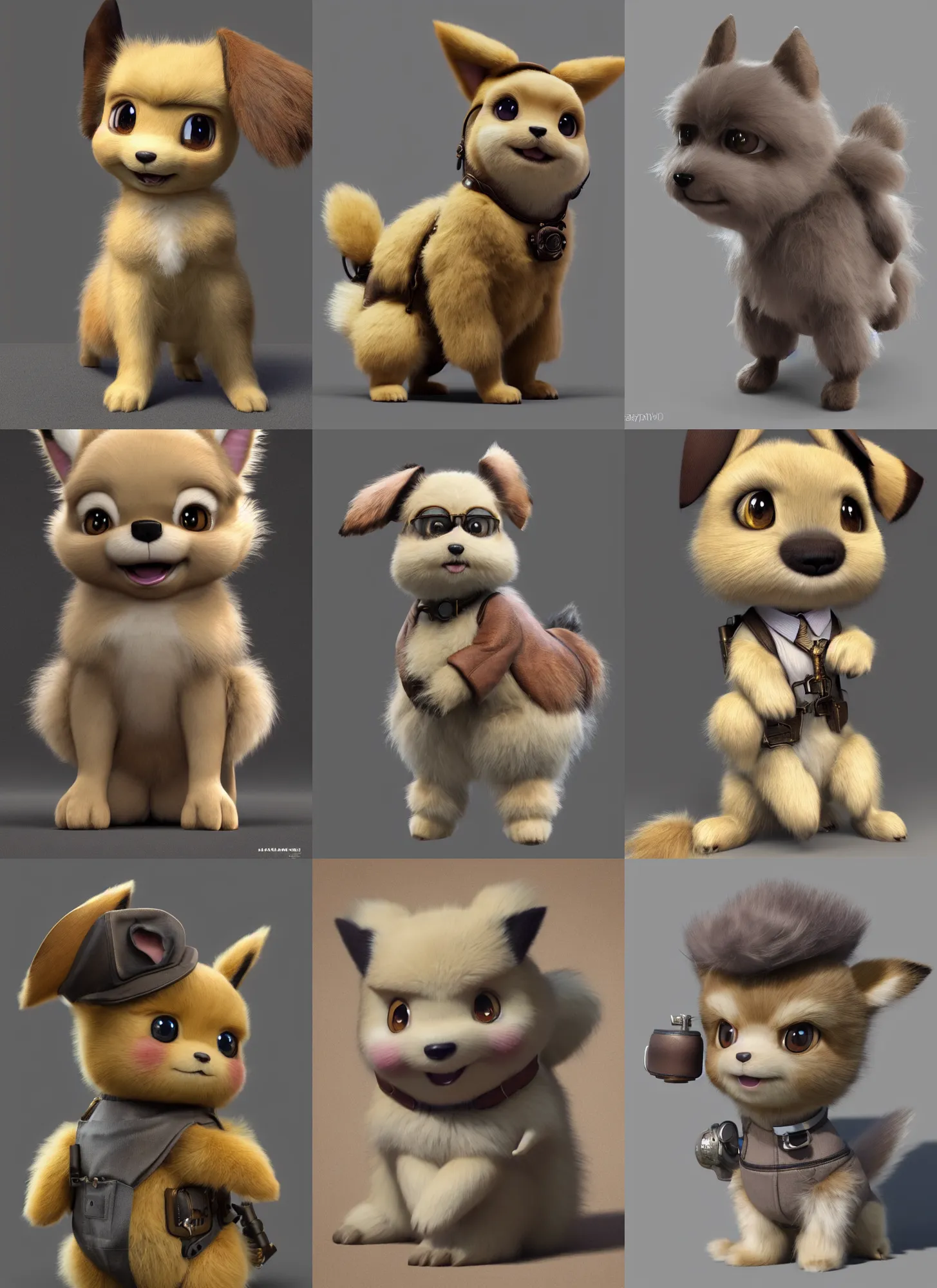 Prompt: high quality 3 d render hyperrealist very cute muted color fluffy! steampunk dog, highly detailed, vray smooth, in the style of detective pikachu, hannah yata charlie immer, soft indoor light, low angle, uhd 8 k, sharp focus