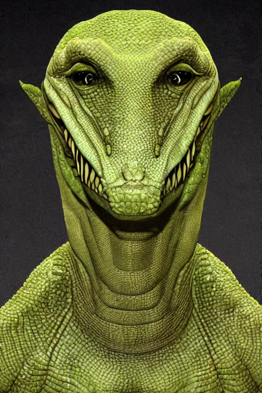 Prompt: Male handsome reptilian alien portrait,digital art