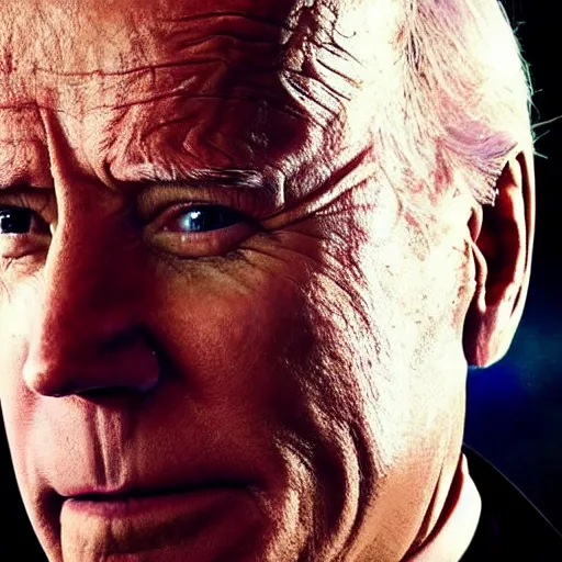 Prompt: Joe biden as darth vader without a helmet, relaxing in the death stat. Movie still, cinematic lighting, realistic