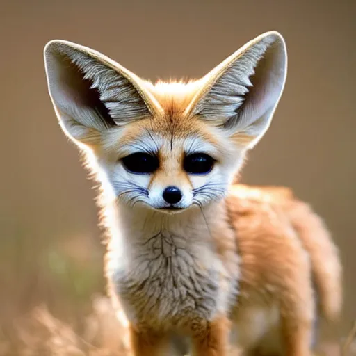 Image similar to a fennec fox with gigantic ears, national geographic photography, highly detailed