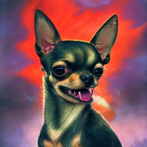 Image similar to chihuahua demon from mars, hyperrealistic