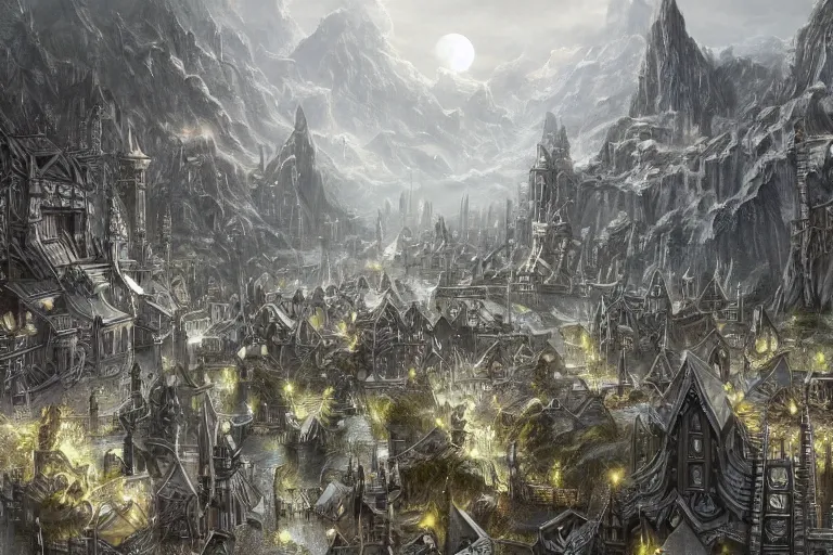 Prompt: silver elven city, highly detailed, d & d, fantasy, highly detailed, digital painting, trending on artstation, concept art, sharp focus, illustration