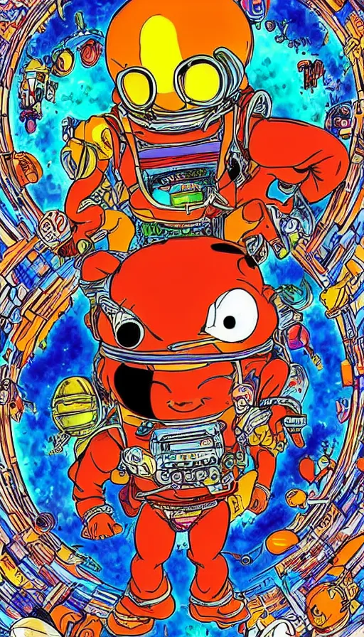 Image similar to psytrance artwork, by akira toriyama