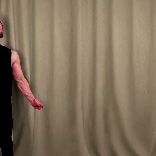 Image similar to man dressed as ghost scared by real ghost