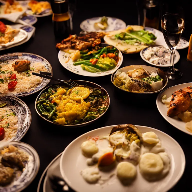 Prompt: close - up focused dslr photograph of an kosovoan dinner, 8 k, high detail, volumetric lighting, hyperrealism, aesthetically pleasing, studio lighting, trending