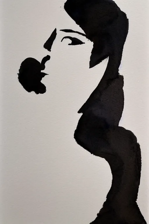 Image similar to beautiful face woman, grey, colorless and silent, watercolor portrait by David downton