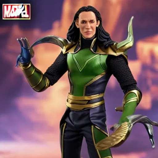 Prompt: Marvel Fighting Armor Loki Figure, highly detailed, studio lighting