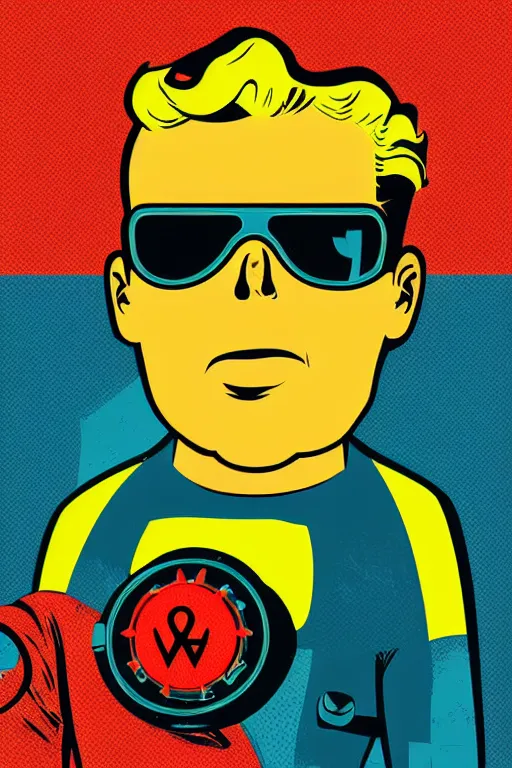 Image similar to fallout 7 6 retro futurist illustration art by butcher billy, sticker, colorful, illustration, highly detailed, simple, smooth and clean vector curves, no jagged lines, vector art, smooth andy warhol style