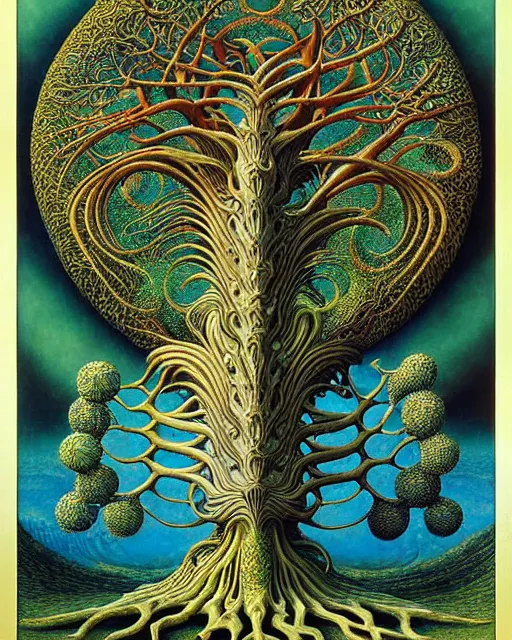 Image similar to tree of life by roger dean and andrew ferez, art forms of nature by ernst haeckel, divine chaos engine, symbolist, visionary, art nouveau, botanical fractal structures, organic, detailed, realistic, surreality